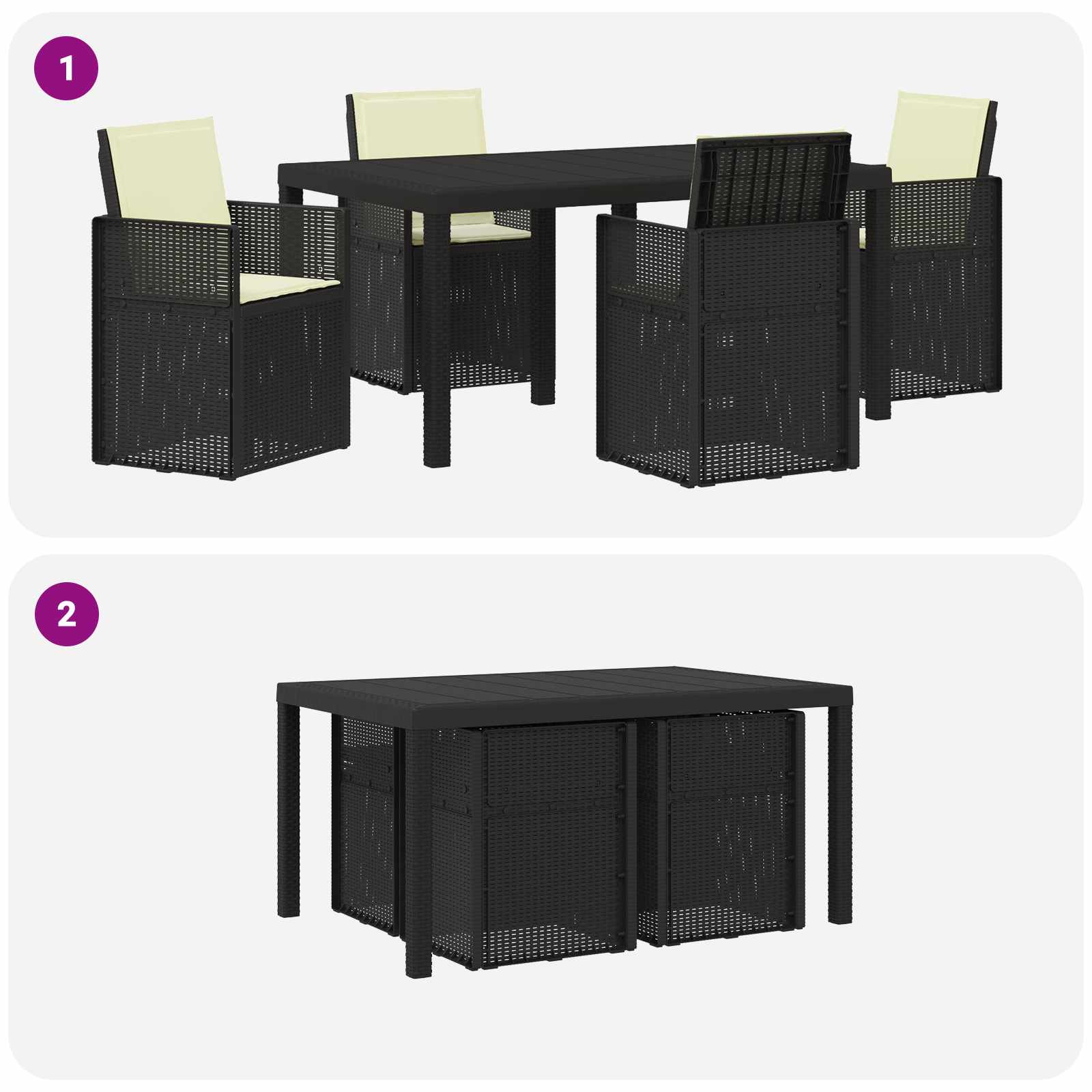 Ensemble de salle à manger pour jardin avec coussin 5 pcs PP