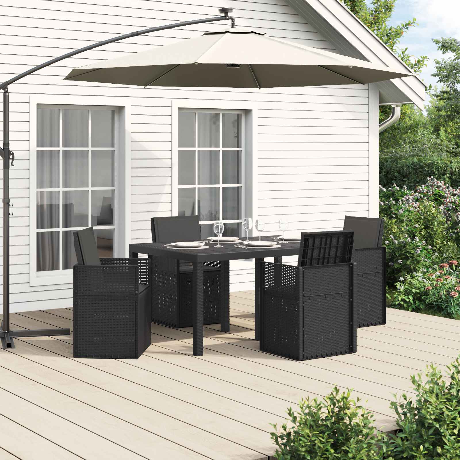 Ensemble de salle à manger pour jardin 5 pc Anthracite PP