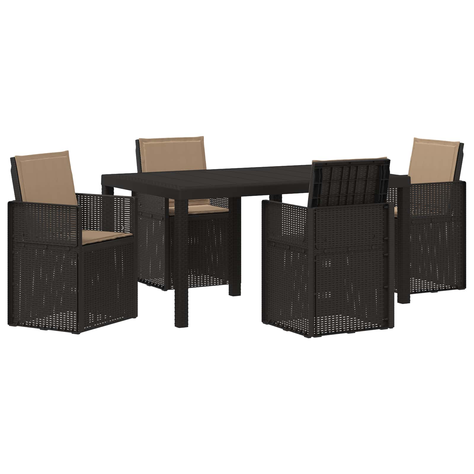Ensemble de salle à manger pour jardin avec coussin 5 pcs PP