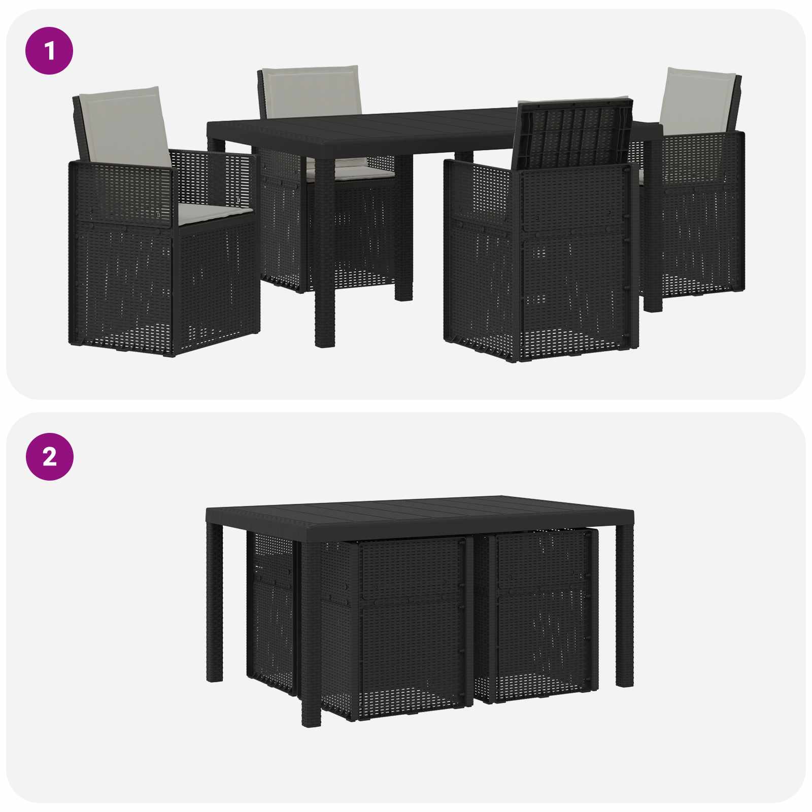 Ensemble de salle à manger pour jardin avec coussin 5 pcs PP