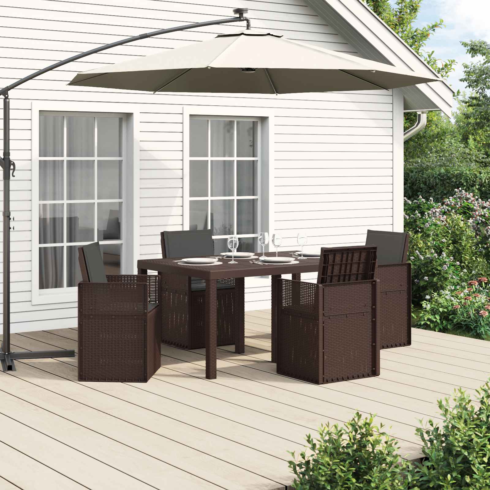 Ensemble de salle à manger pour jardin avec coussin 5 pcs PP - XIOS