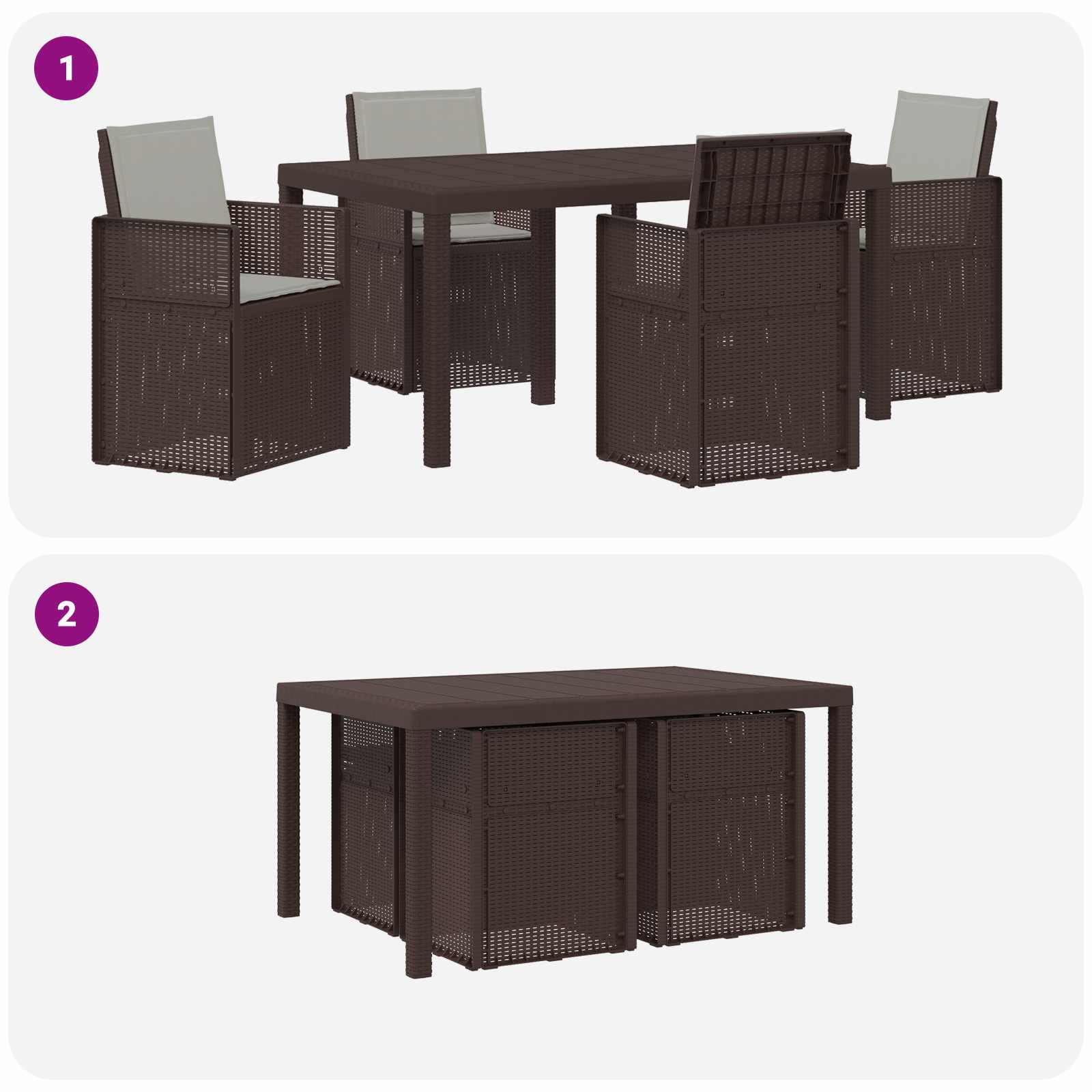 Ensemble de salle à manger pour jardin avec coussin 5 pcs PP - XIOS