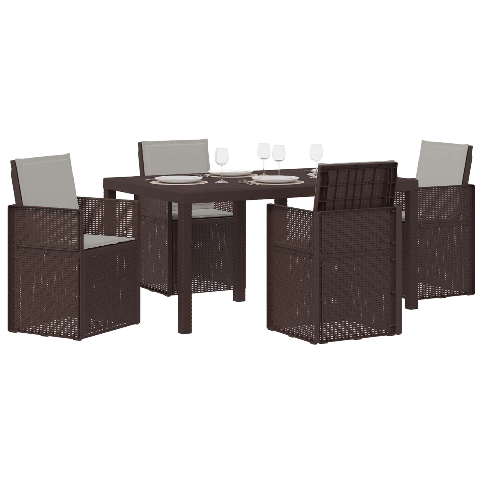 Ensemble de salle à manger pour jardin avec coussin 5 pcs PP - XIOS