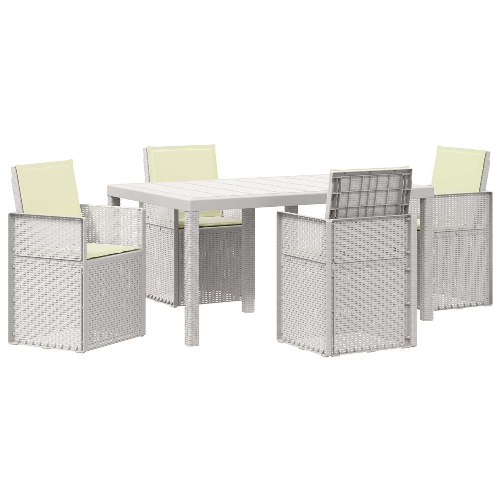 Ensemble de salle à manger pour jardin 5 pc Blanc et crème PP