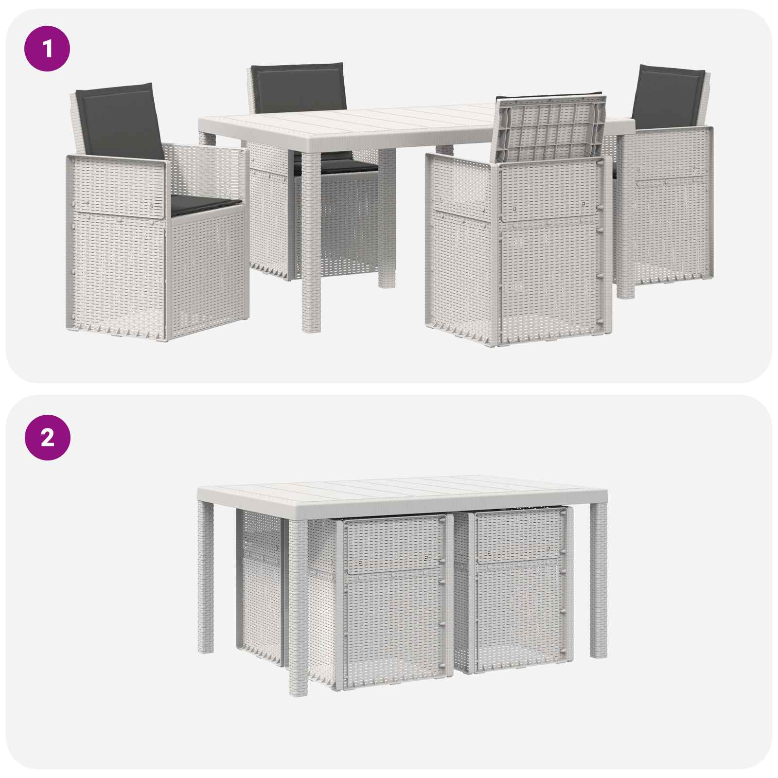 Ensemble de salle à manger pour jardin 5 pc Blanc et anthracite