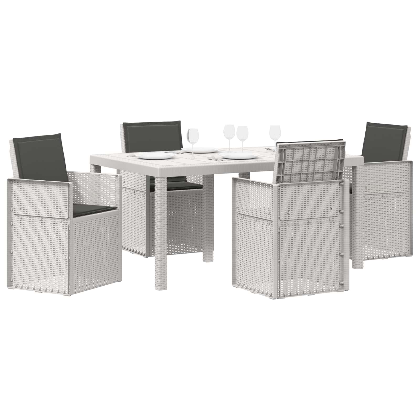 Ensemble de salle à manger pour jardin 5 pc Blanc et anthracite