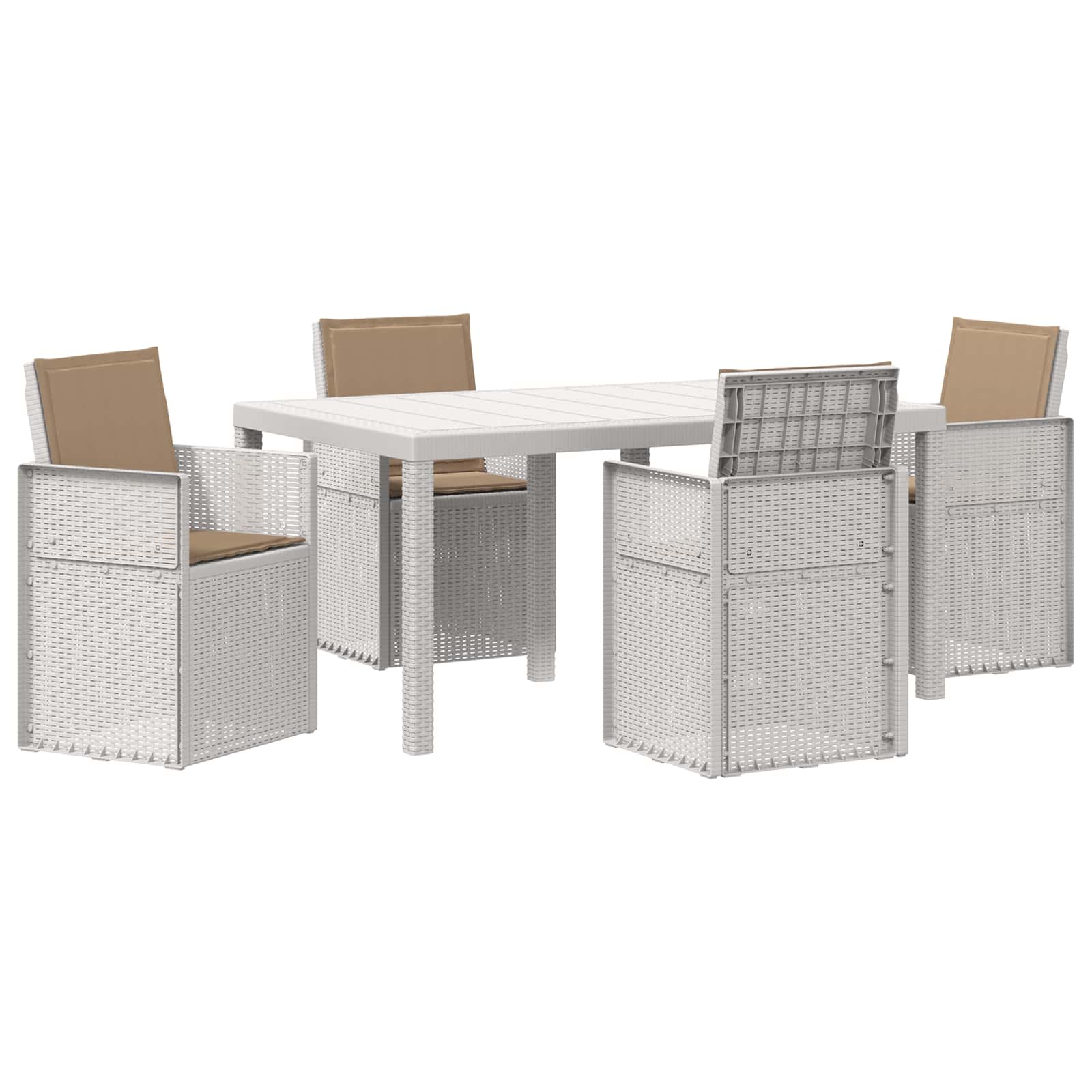Ensemble de salle à manger pour jardin 5 pc Blanc et taupe PP