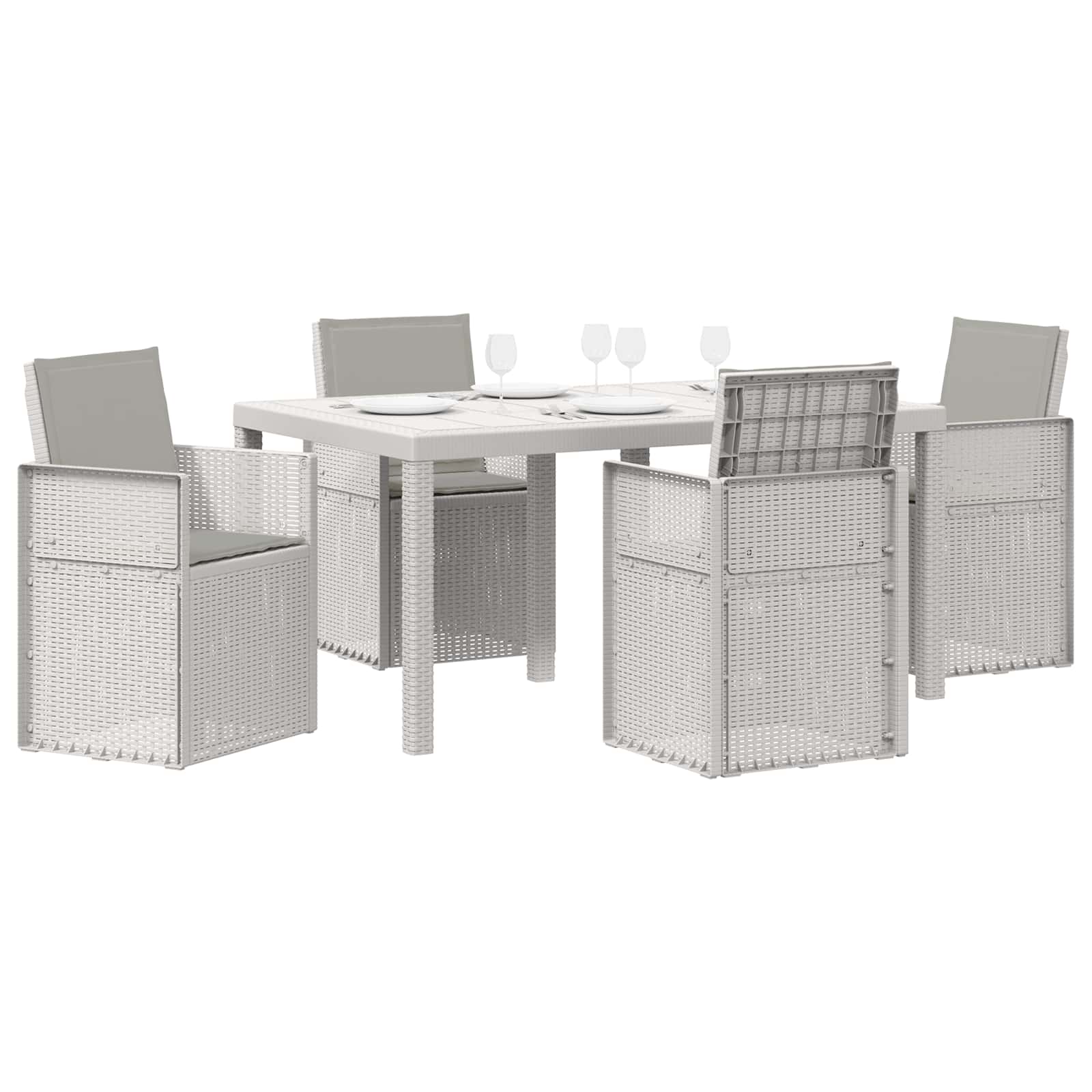 Ensemble de salle à manger pour jardin 5 pc Blanc et gris clair