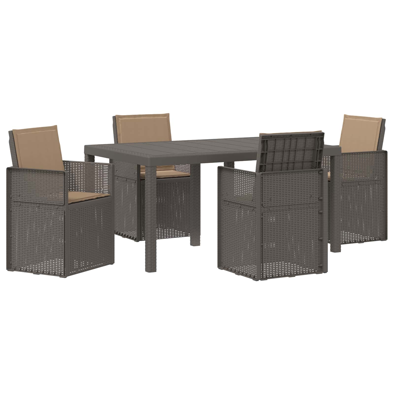 Ensemble de salle à manger pour jardin 5 pc Gris clair et Taupe