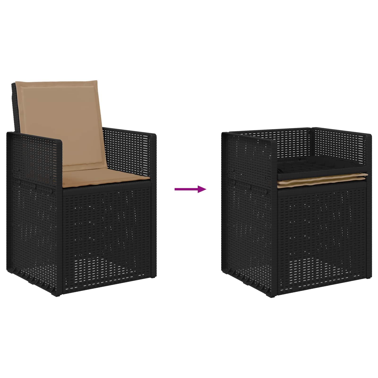 Ensemble de salle à manger pour jardin avec coussin 7 pcs PP - XIOS