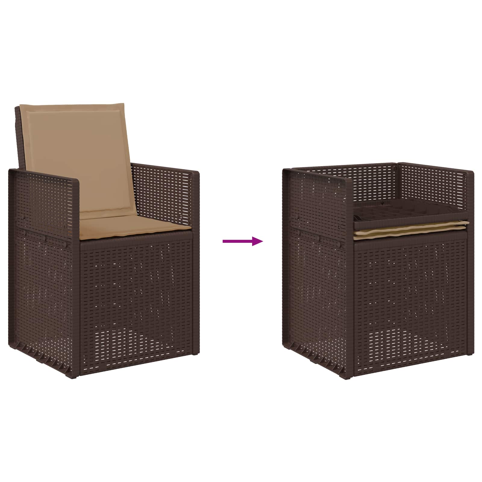 Ensemble de salle à manger pour jardin 7 pcs Marron et taupe PP - XIOS