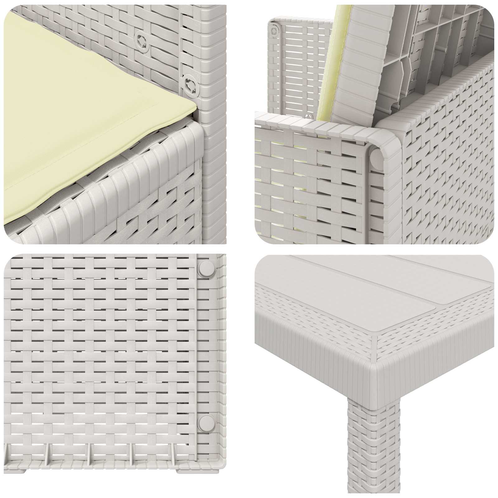 Ensemble de salle à manger pour jardin 7 pcs Blanc et crème PP - XIOS