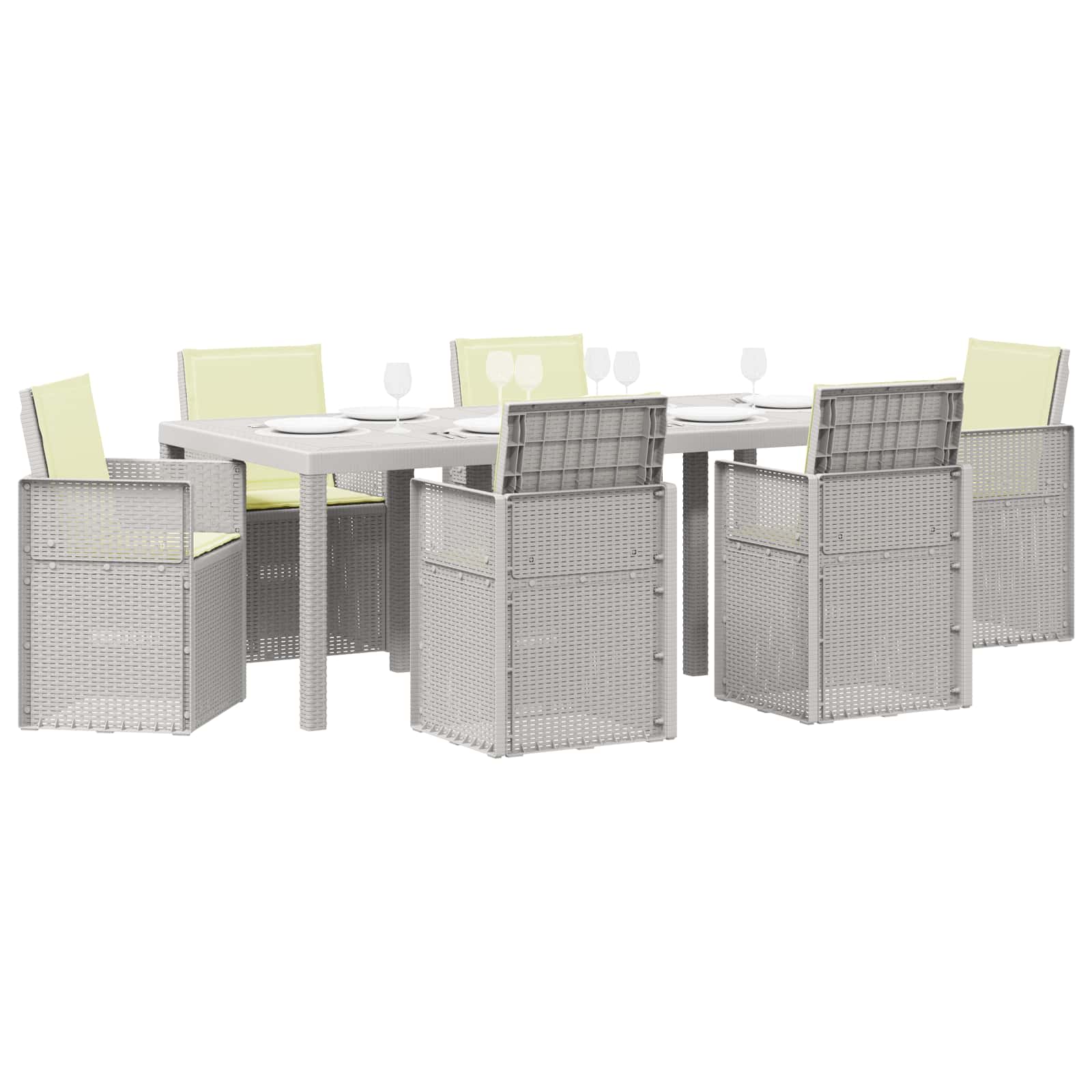 Ensemble de salle à manger pour jardin 7 pcs Blanc et crème PP - XIOS