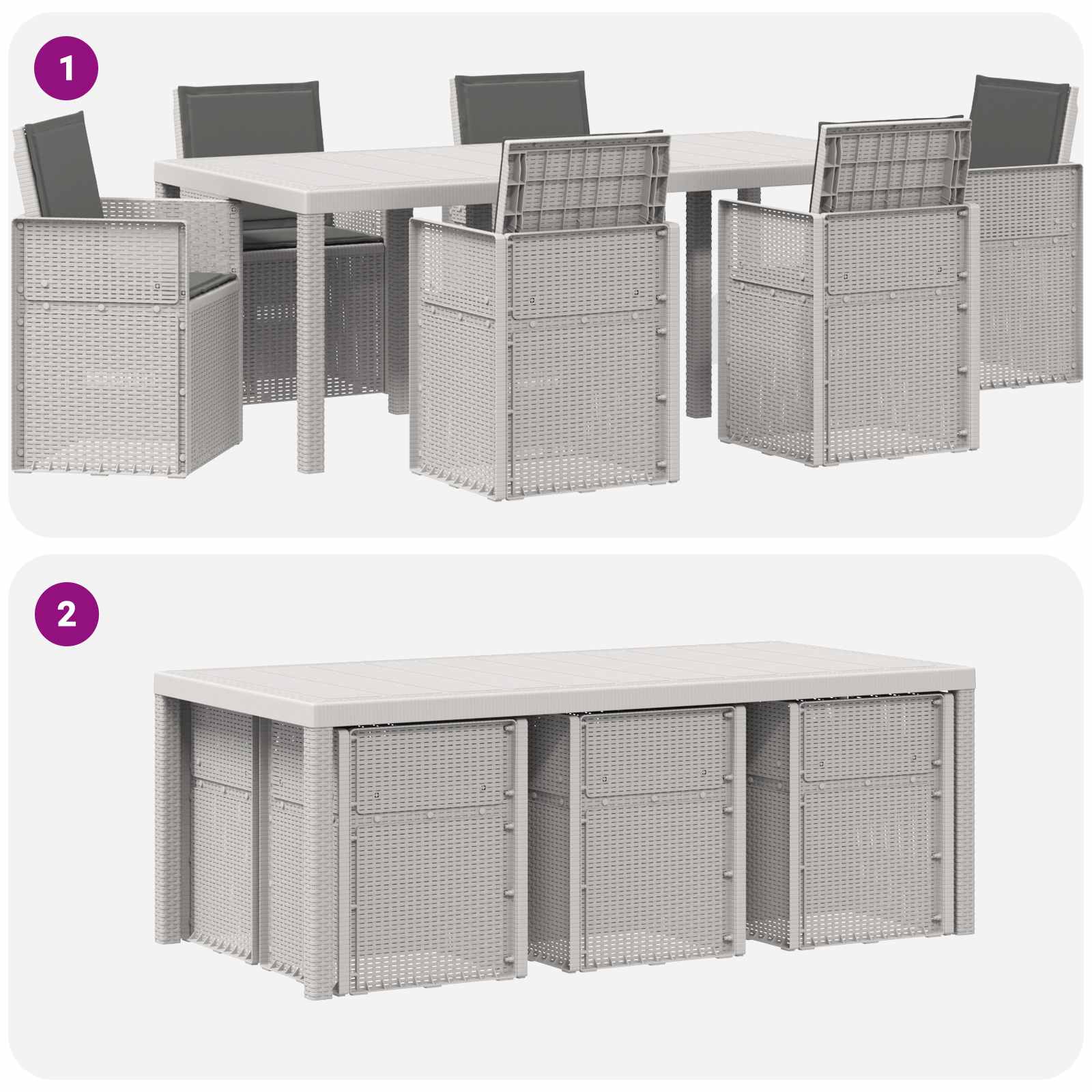 Ensemble de salle à manger pour jardin avec coussin 7 pcs PP - XIOS