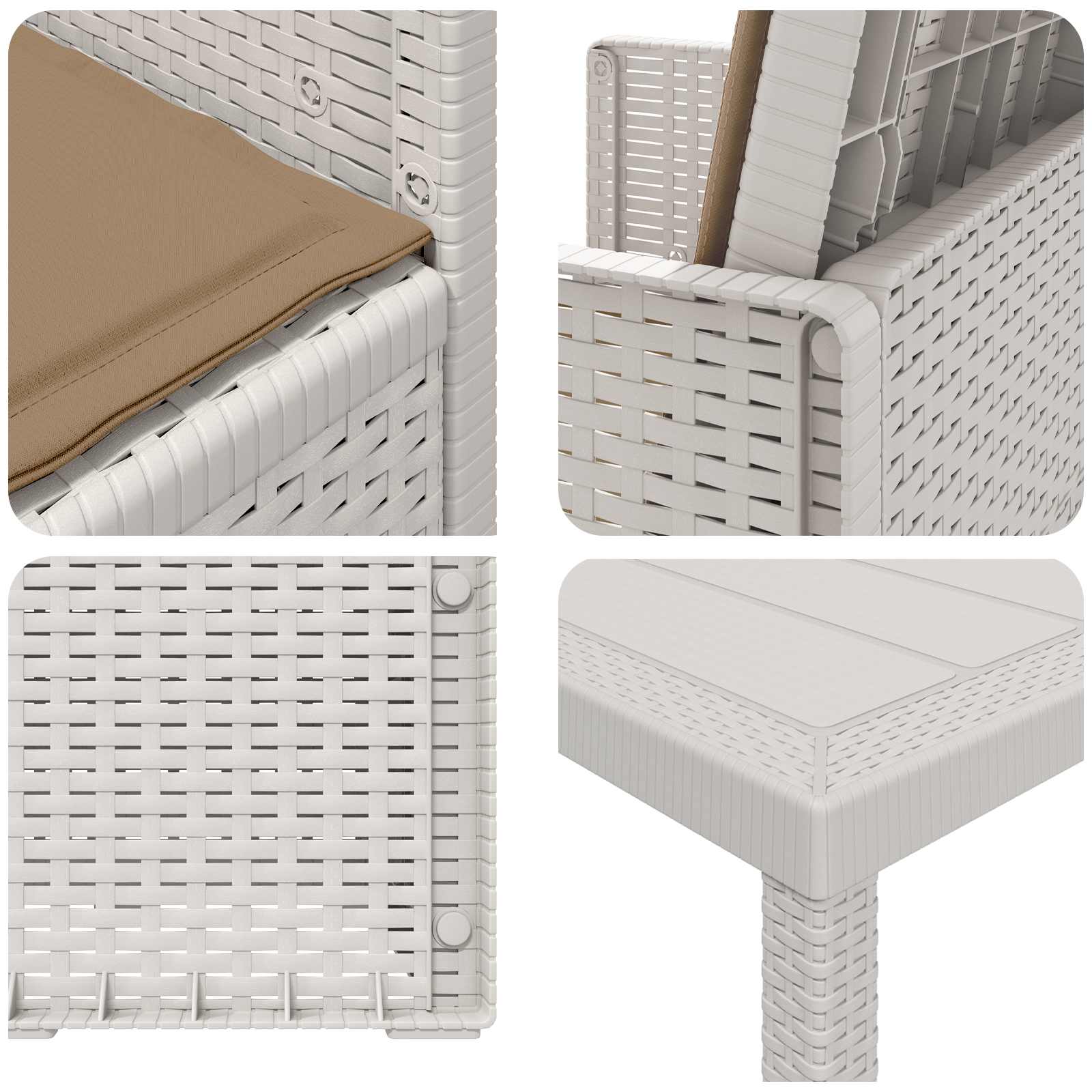 Ensemble de salle à manger pour jardin 7 pcs Blanc et taupe PP - XIOS