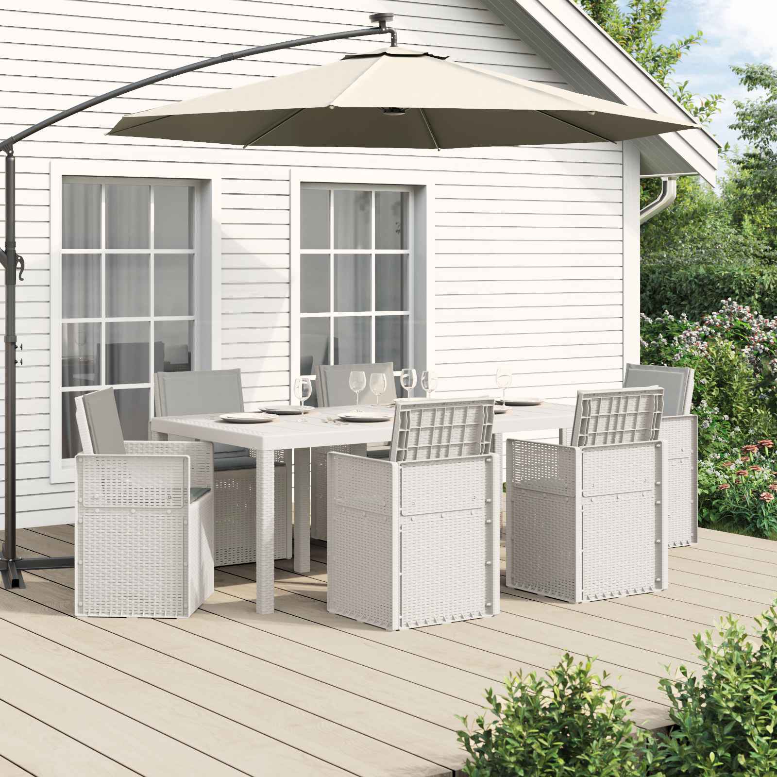 Ensemble de salle à manger pour jardin avec coussin 7 pcs PP - XIOS
