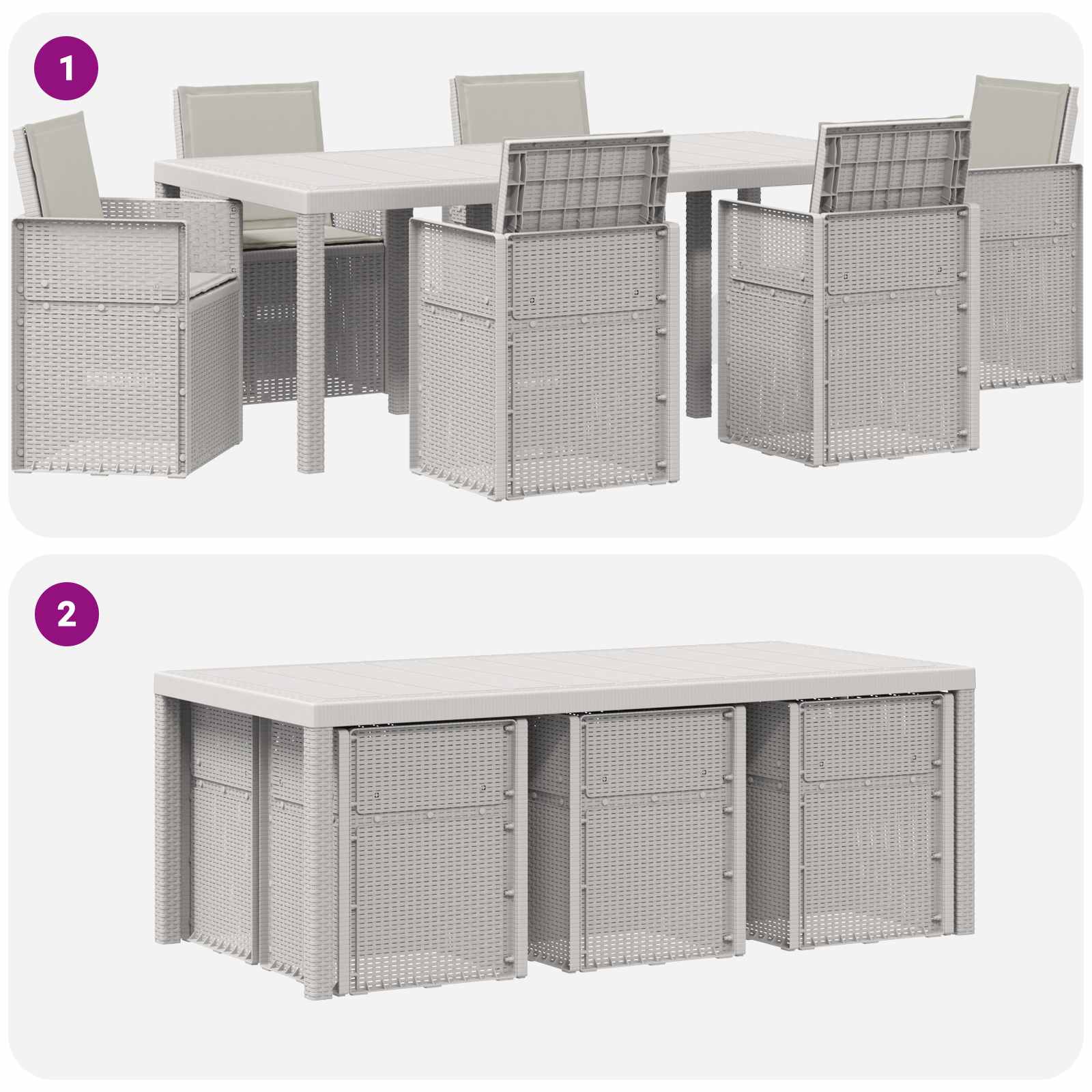 Ensemble de salle à manger pour jardin avec coussin 7 pcs PP - XIOS