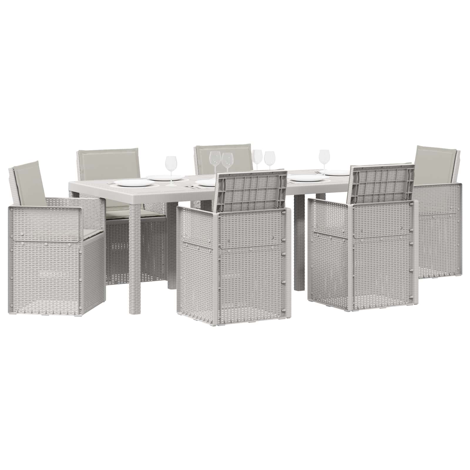 Ensemble de salle à manger pour jardin avec coussin 7 pcs PP - XIOS