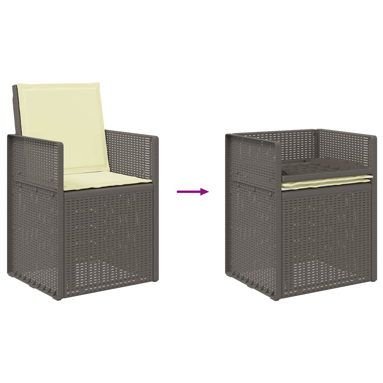 Ensemble de salle à manger pour jardin avec coussin 7 pcs PP - XIOS