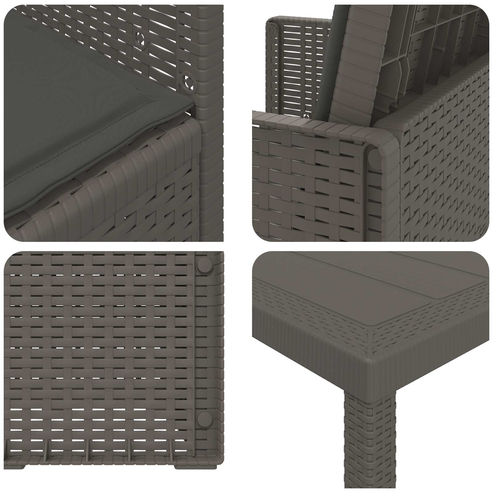 Ensemble de salle à manger pour jardin avec coussin 7 pcs PP - XIOS