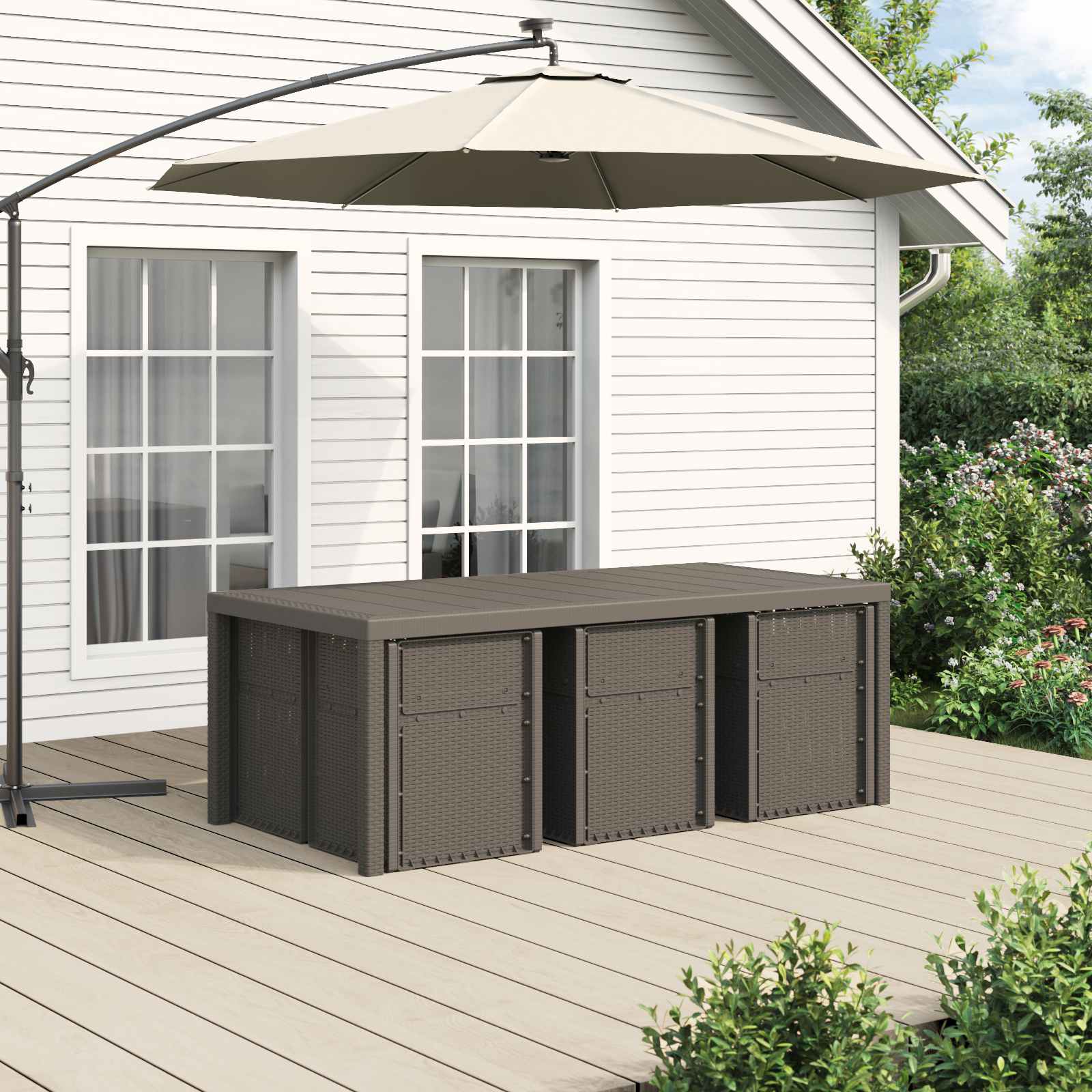 Ensemble de salle à manger pour jardin avec coussin 7 pcs PP - XIOS