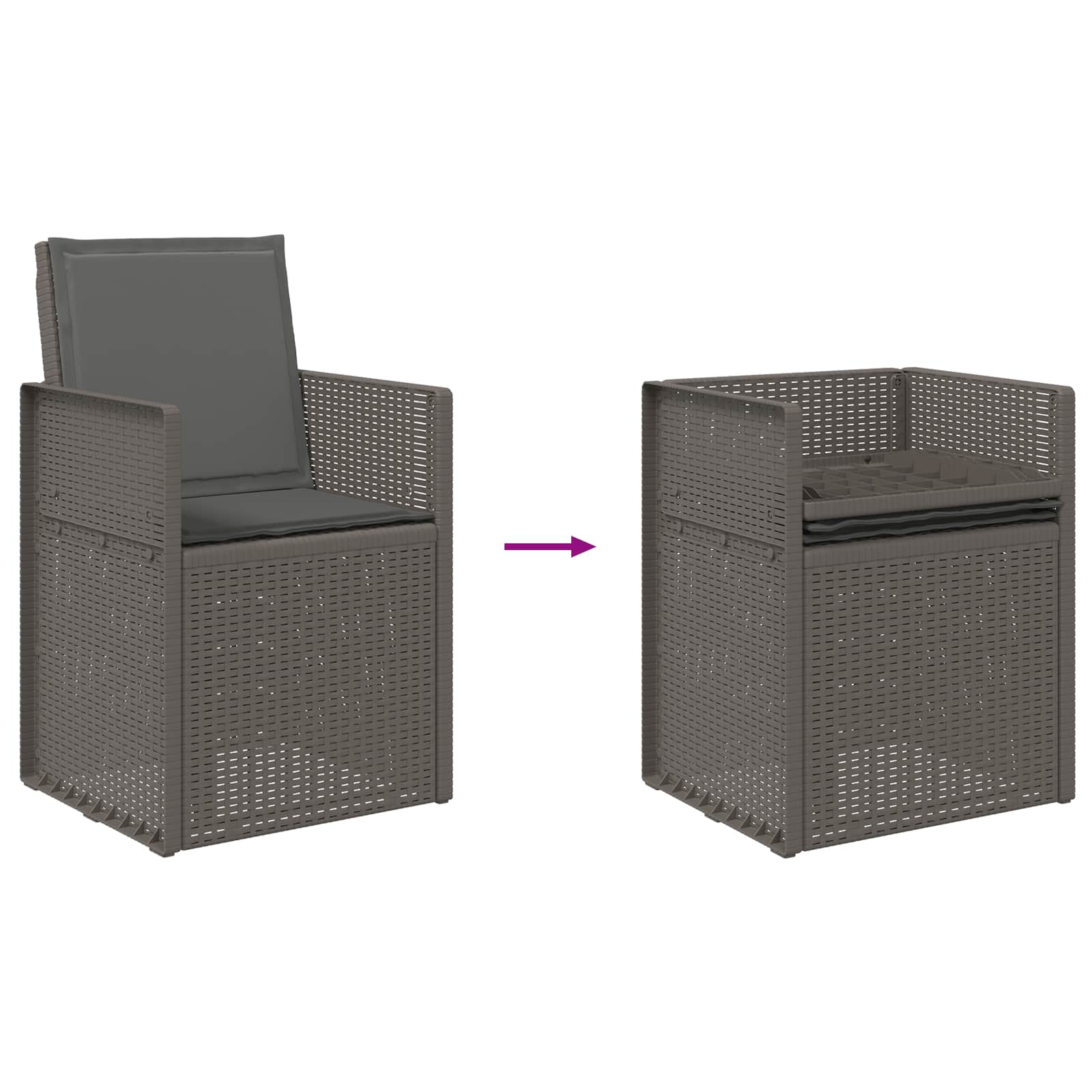Ensemble de salle à manger pour jardin avec coussin 7 pcs PP - XIOS