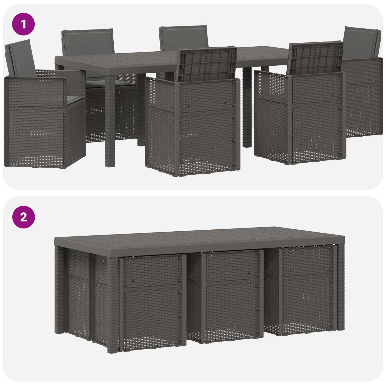 Ensemble de salle à manger pour jardin avec coussin 7 pcs PP - XIOS