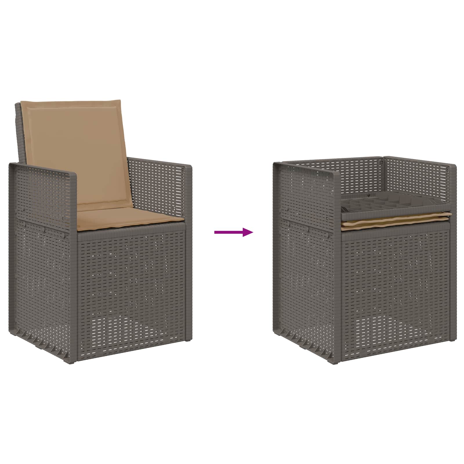 Ensemble de salle à manger pour jardin avec coussin 7 pcs PP - XIOS