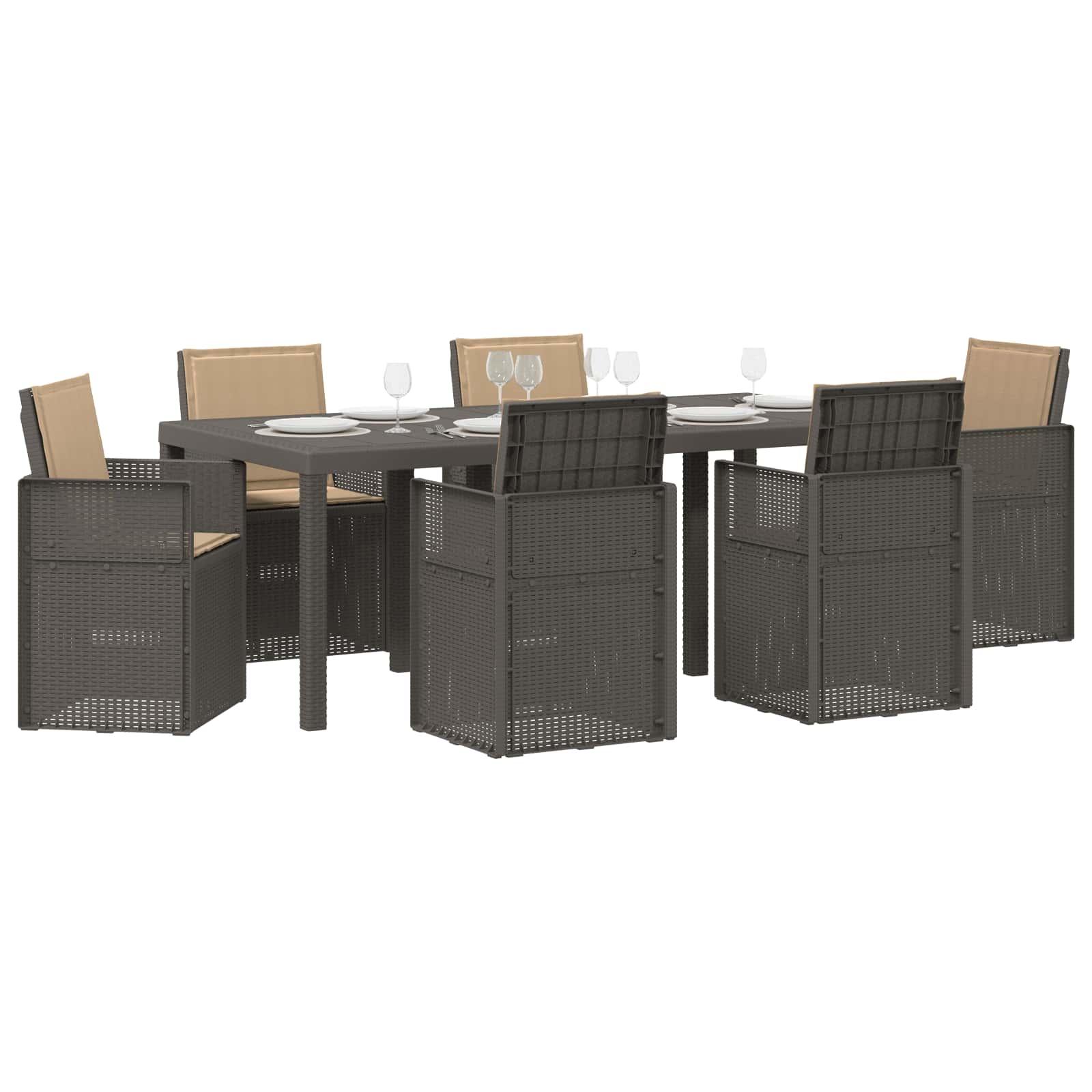 Ensemble de salle à manger pour jardin avec coussin 7 pcs PP - XIOS