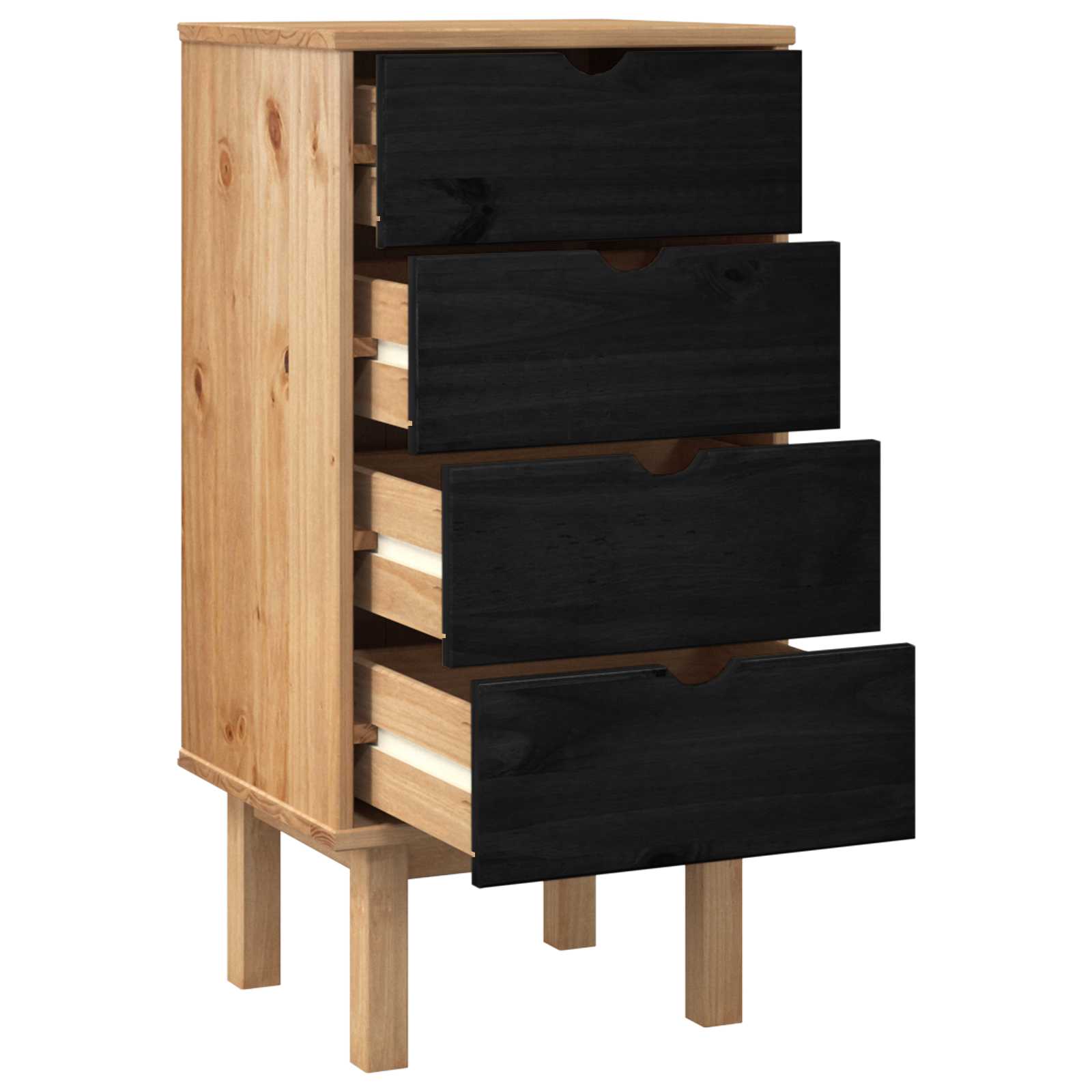 Commode OTTA Noir 45 x 39 x 90 cm Bois de pin massif - XIOS