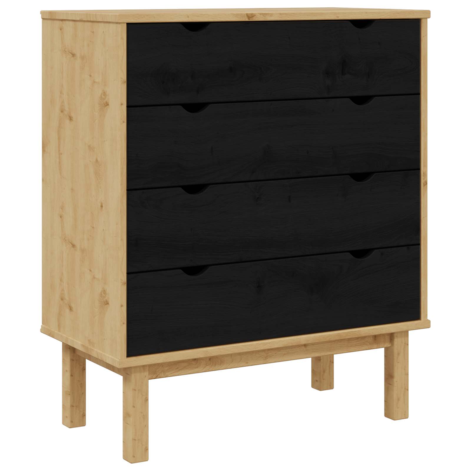 Commode OTTA Noir 76,5 x 39,5 x 90 cm Bois de pin massif - XIOS