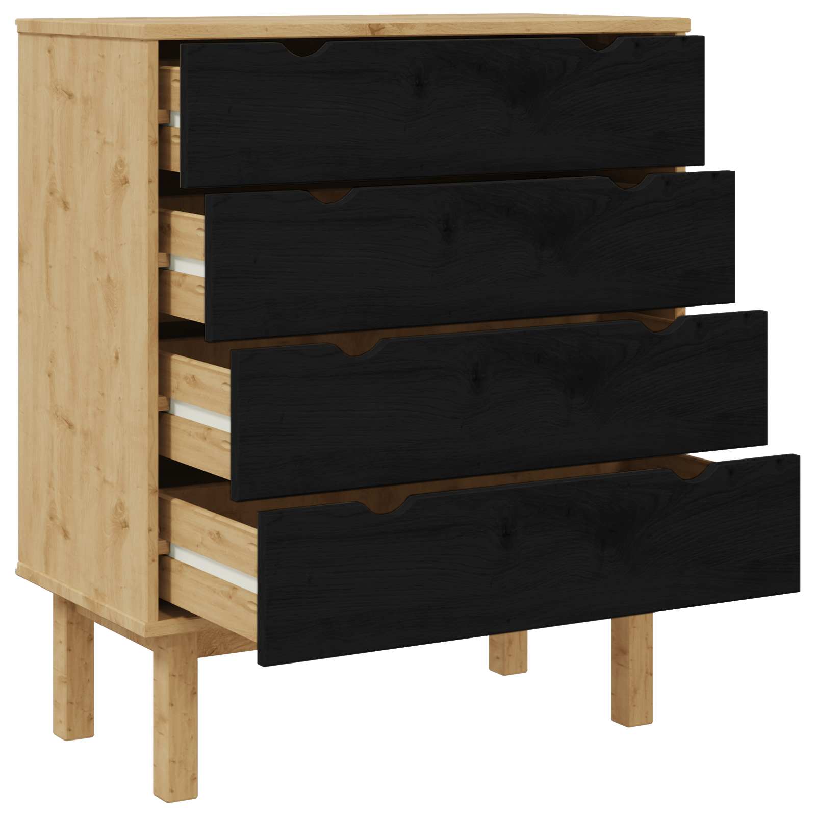 Commode OTTA Noir 76,5 x 39,5 x 90 cm Bois de pin massif - XIOS