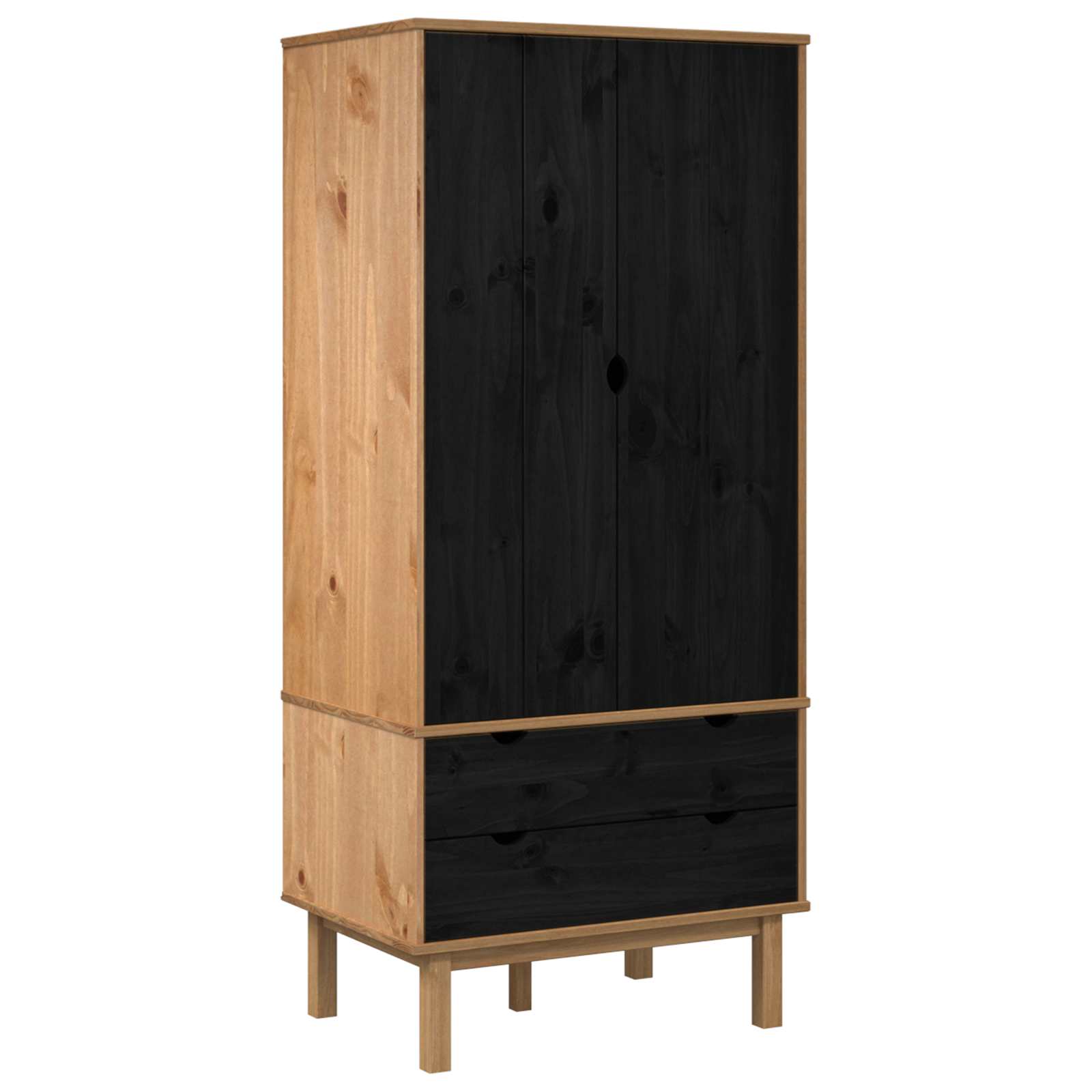 Armoire OTTA Noir 76,5 x 53 x 172 cm Bois de pin massif - XIOS