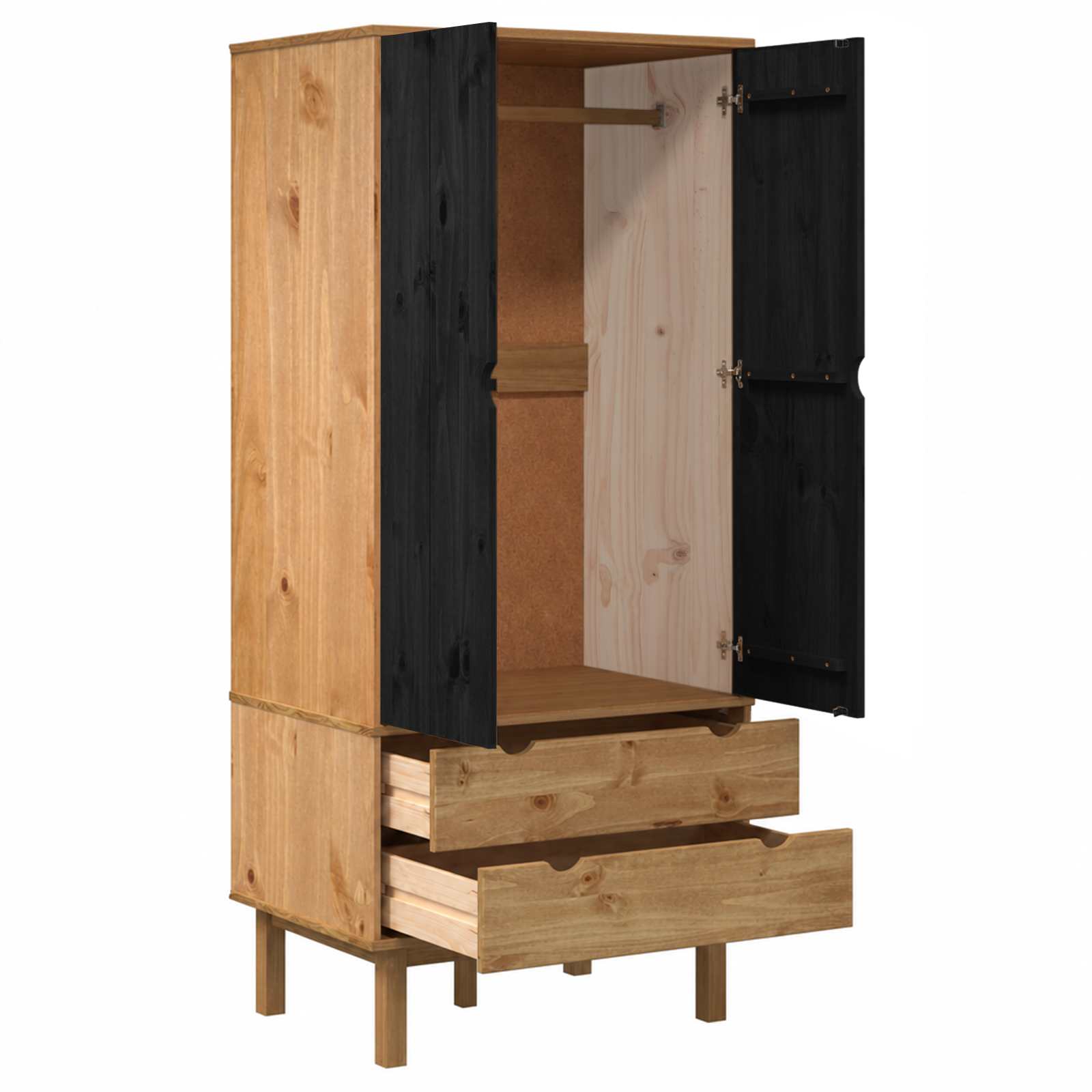 Armoire OTTA Noir 76,5 x 53 x 172 cm Bois de pin massif - XIOS