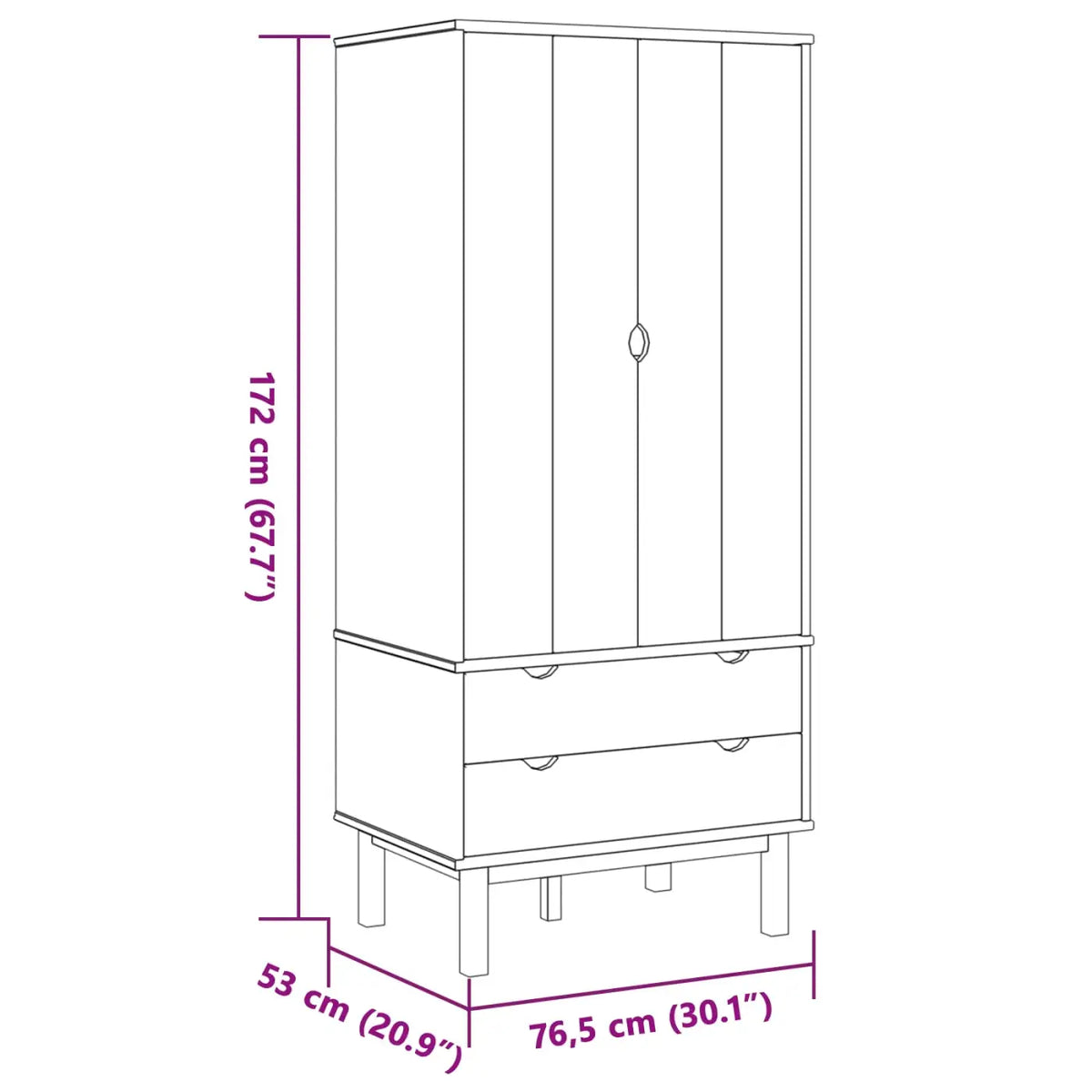 Armoire OTTA Noir 76,5 x 53 x 172 cm Bois de pin massif - XIOS