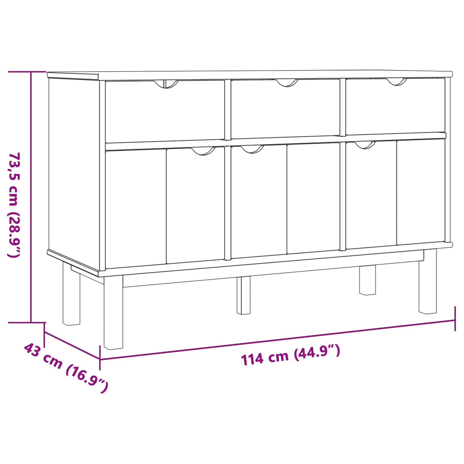 Buffet OTTA Marron et noir 114 x 43 x 73,5 cm - XIOS