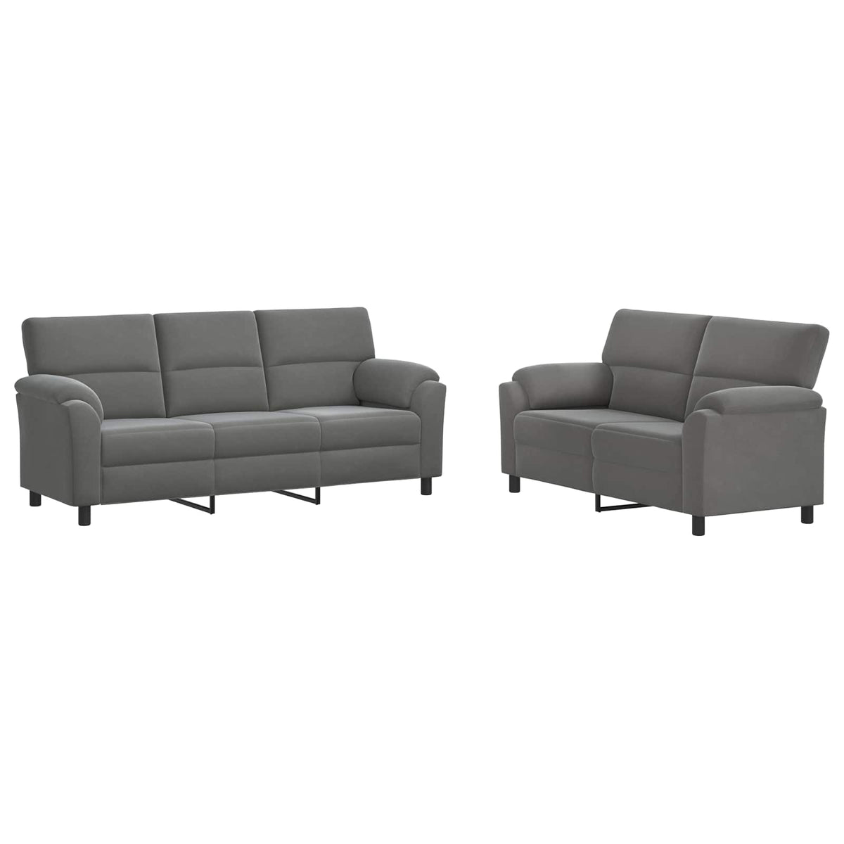 Ensemble de Canapés 2 pcs Gris foncé Velours