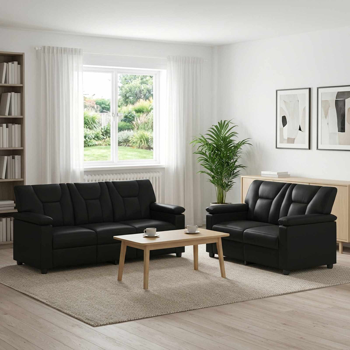 Ensemble de Canapés 2 pcs Noir Simili cuir