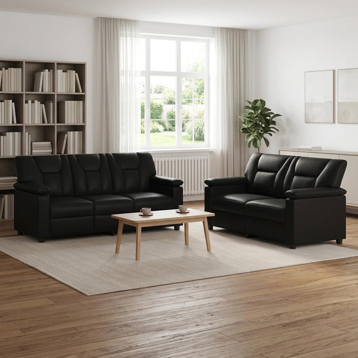 Ensemble de Canapés 2 pcs Noir Simili cuir
