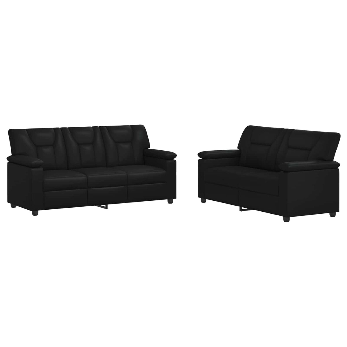 Ensemble de Canapés 2 pcs Noir Simili cuir