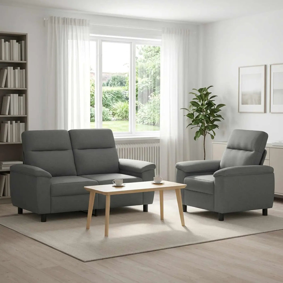 Ensemble de Canapés 2 pcs Gris foncé Tissu - XIOS