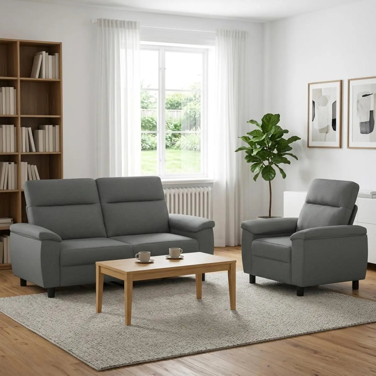 Ensemble de Canapés 2 pcs Gris foncé Tissu - XIOS