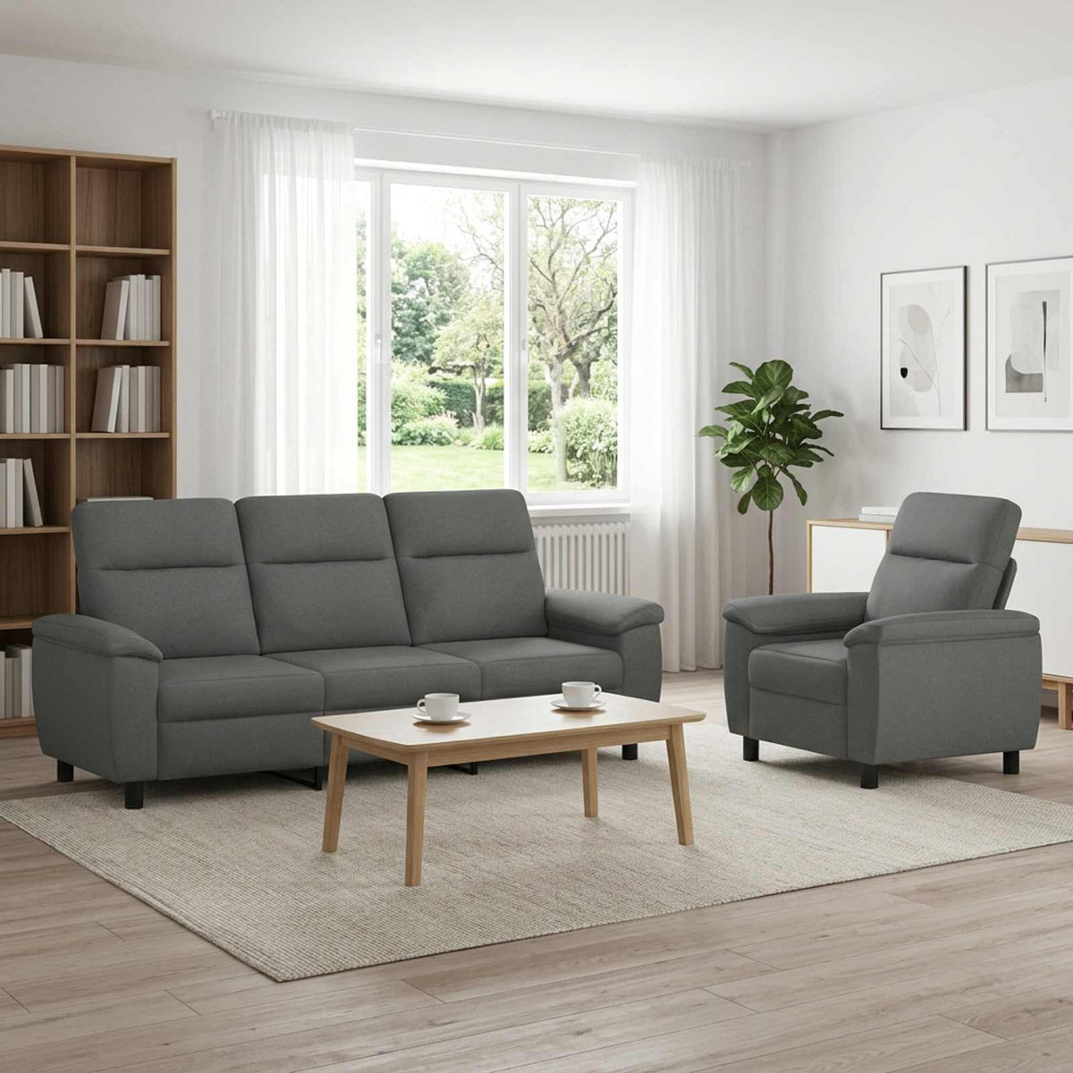 Ensemble de Canapés 2 pcs Gris foncé Tissu