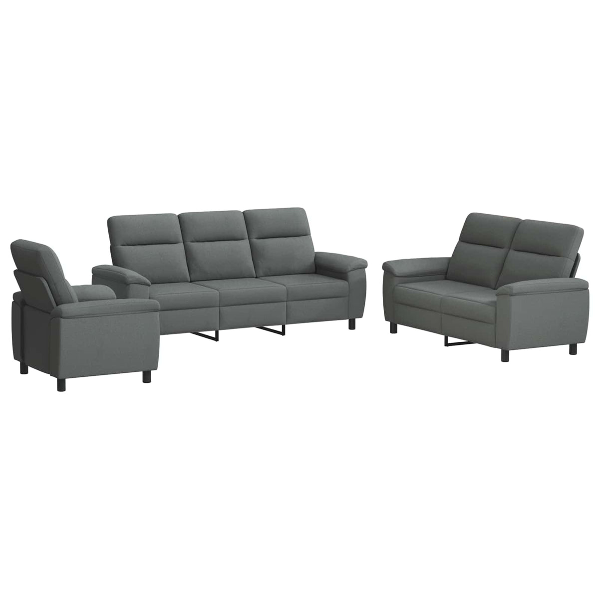 Ensemble de Canapés 3 pcs Gris foncé Tissu