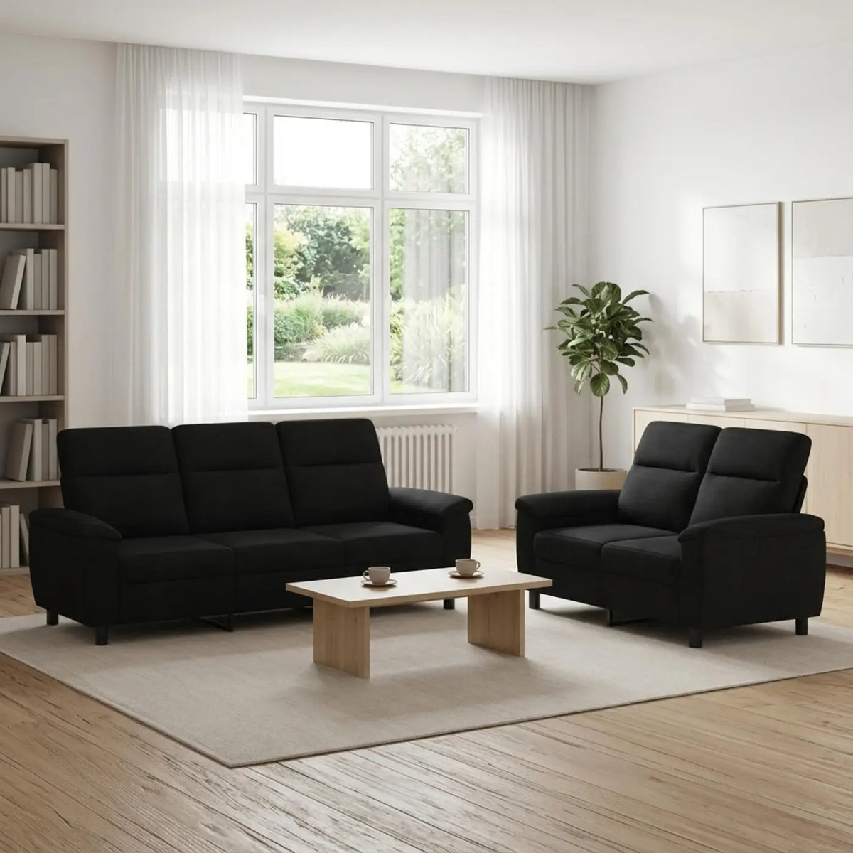 Ensemble de Canapés 2 pcs Noir Tissu - XIOS