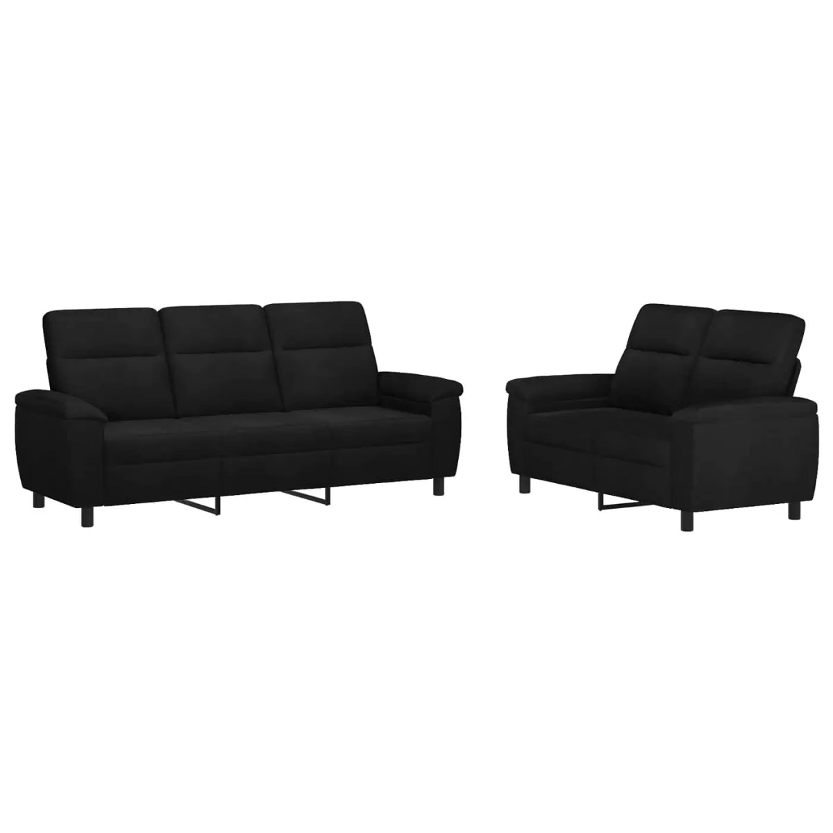 Ensemble de Canapés 2 pcs Noir Tissu - XIOS