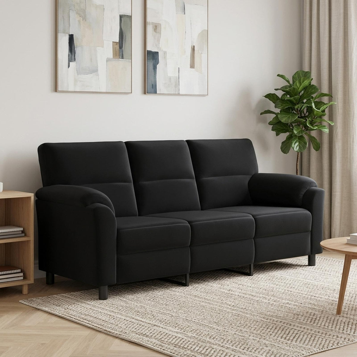 Canapé Noir 214 x 85 x 93 cm Velours