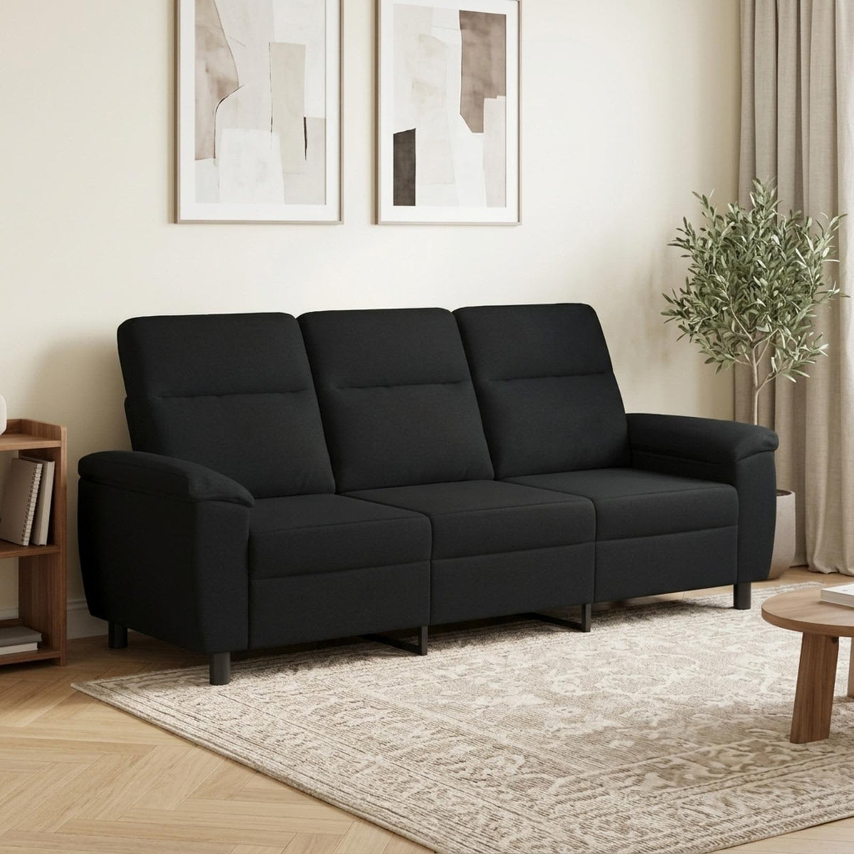 Canapé Noir 214 x 90 x 95 cm Tissu