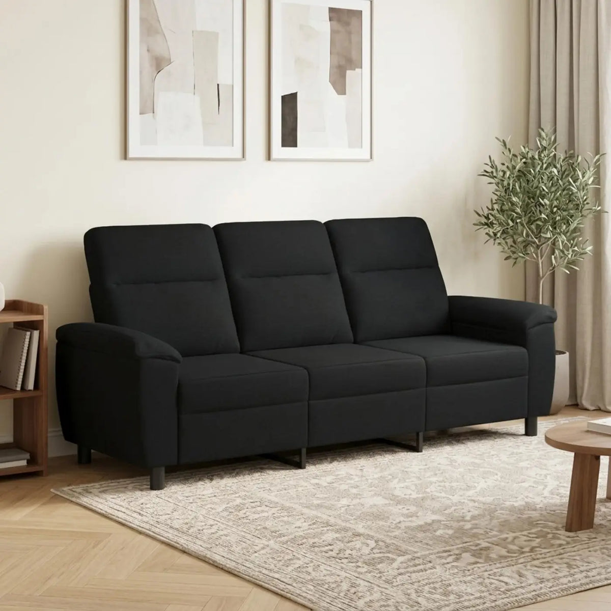 Canapé Noir 214 x 90 x 95 cm Tissu - XIOS