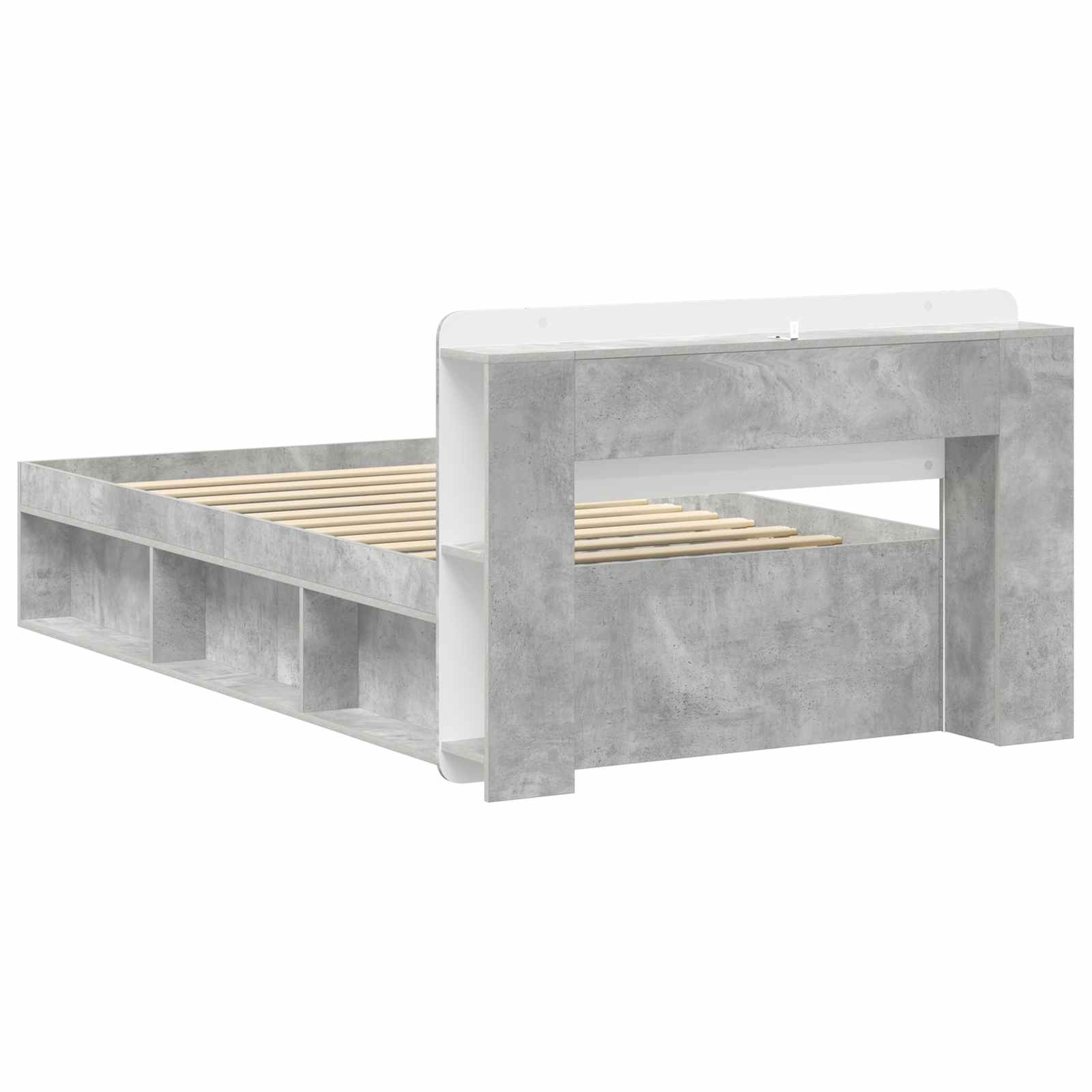 Cadre de lit avec rangement Gris béton 80 x 200 cm - XIOS